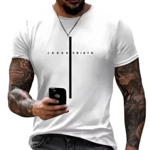 Camiseta Masculina Jesus Cruz Logo Cristã Evangélica 100% Algodão
