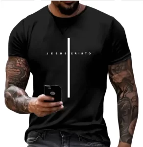 Camiseta Masculina Jesus Cruz Logo Cristã Evangélica 100% Algodão
