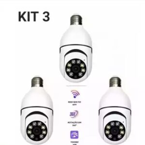 Kit Câmera de segurança a Prova D'água sem fio gira 360 com app Yousee full HD visão notturna infohétero