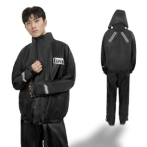 Capa de Chuva Conjunto Completo Para Motoqueiro Adulta Masculina Feminina Com Faixa De Sinalização