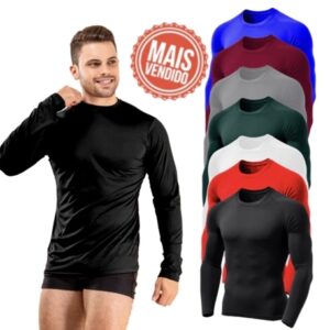 Camisa Térmica Proteção Uv 50+ Segunda Pele Camiseta Blusa Malha Fria Unissex Academia Manga Longa